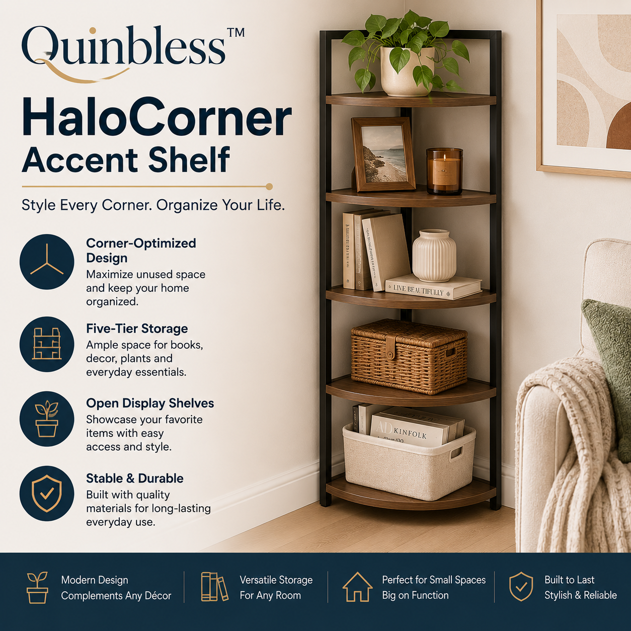 Quinbless™ HaloCorner Accent Shel